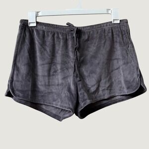 Jingles & Joy Velour Lounge Shorts Womens Medium Gray Drawstring Dolphin Hem